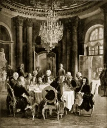 Frederick the Great entertaining Voltaire at Sanssouci, Germany